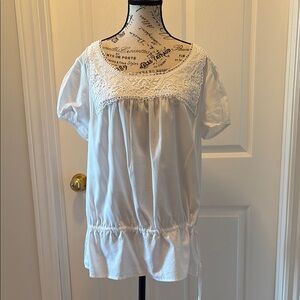 Cleo White Smocked Bib Collar Blouse